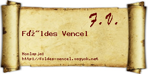 Földes Vencel névjegykártya